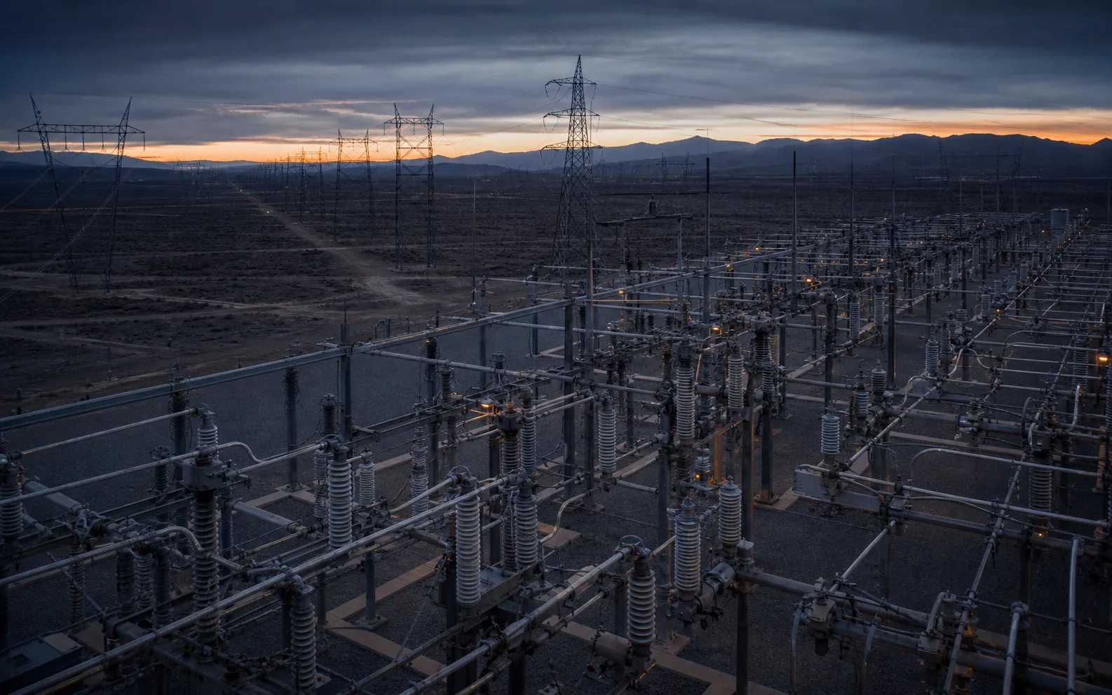 Concept visualization of a high-desert transmission and switching corridor